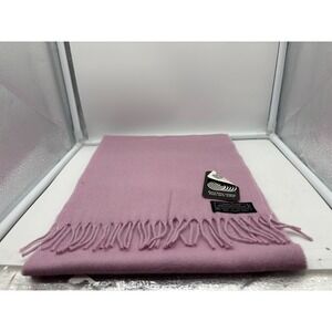 Woolmark 100% Pure Lambswool Scarf violet Fringe Wrap Made in Uruguay NWT